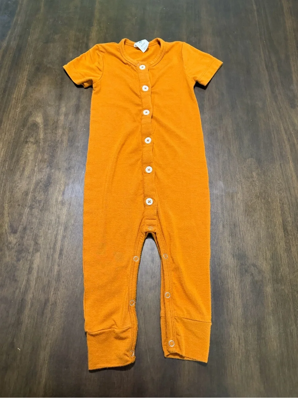kate quinn burnt Orange Button-Front Short-Sleeve One-Piece
